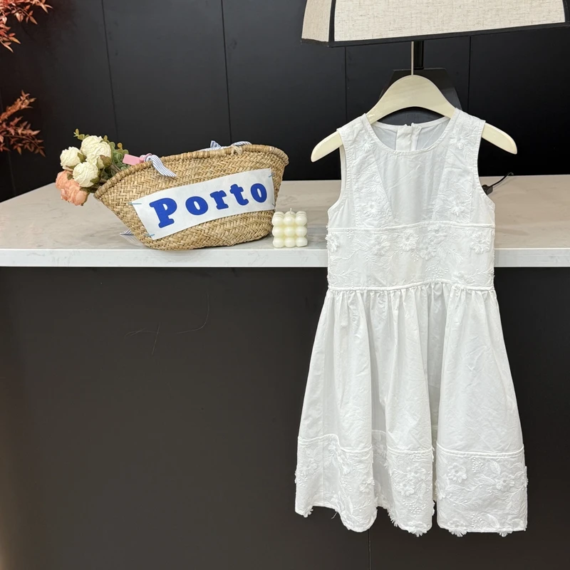 leomama女童纯棉花朵背心连衣裙夏季新款儿童裙子女孩洋气公主裙