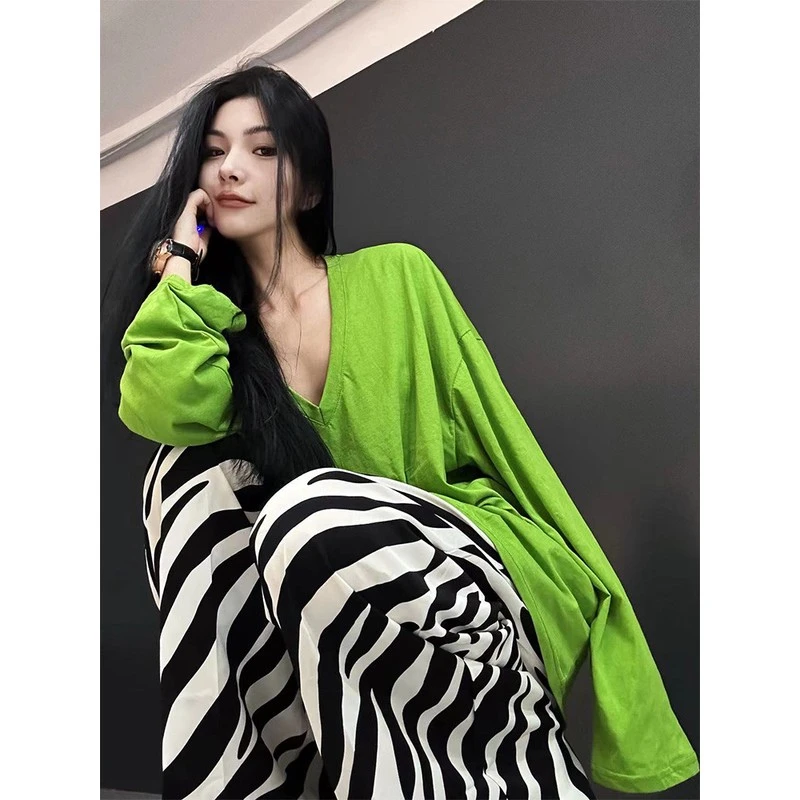 欧货薄款领长袖防晒恤女夏天慵懒风宽松时尚百搭设计感大版上衣