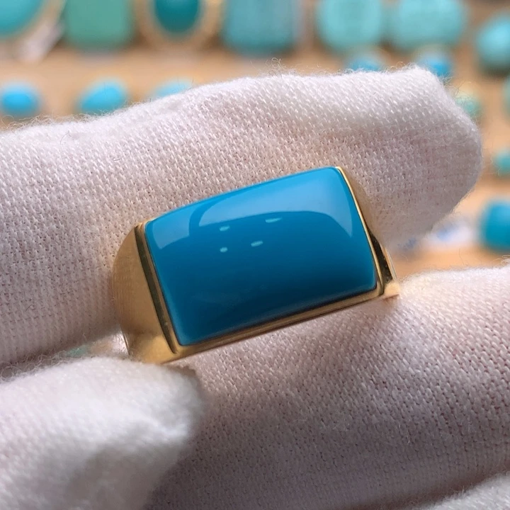 困***鱼绿松石18K金镶嵌珠宝奇石