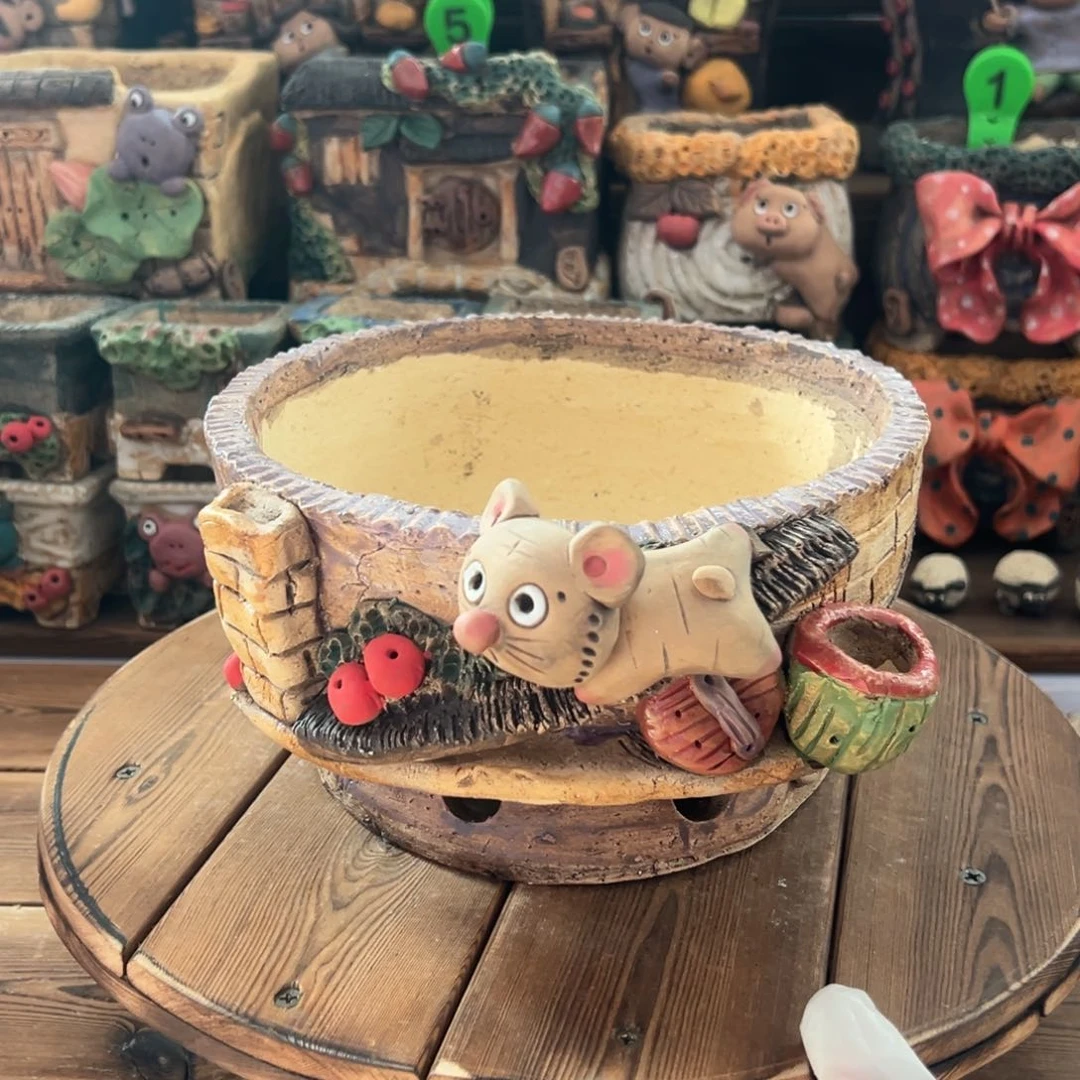 红陶嘻哈多肉花盆