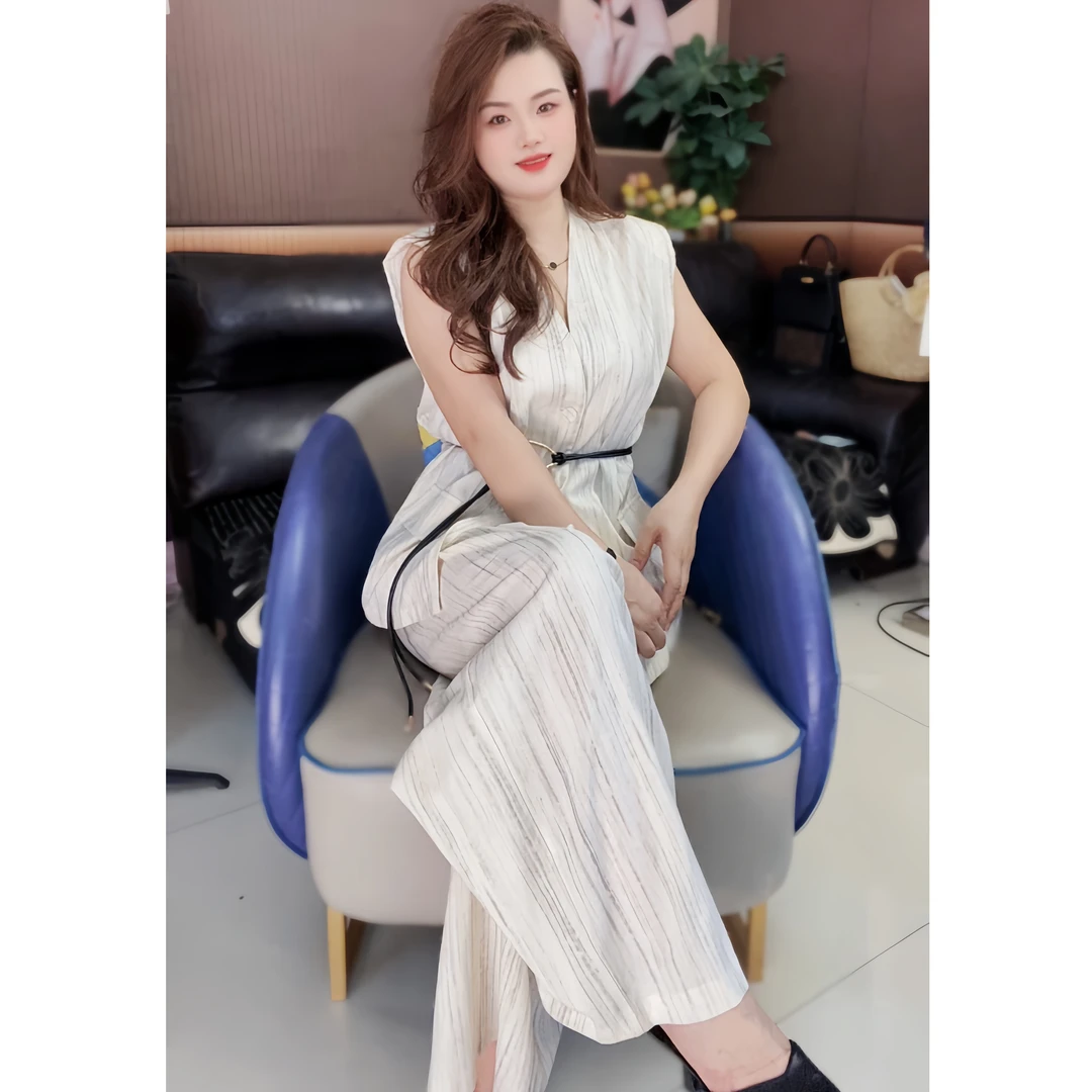 名媛时尚气质阔腿裤套装女2025夏季减龄无袖西装上衣宽松两件套