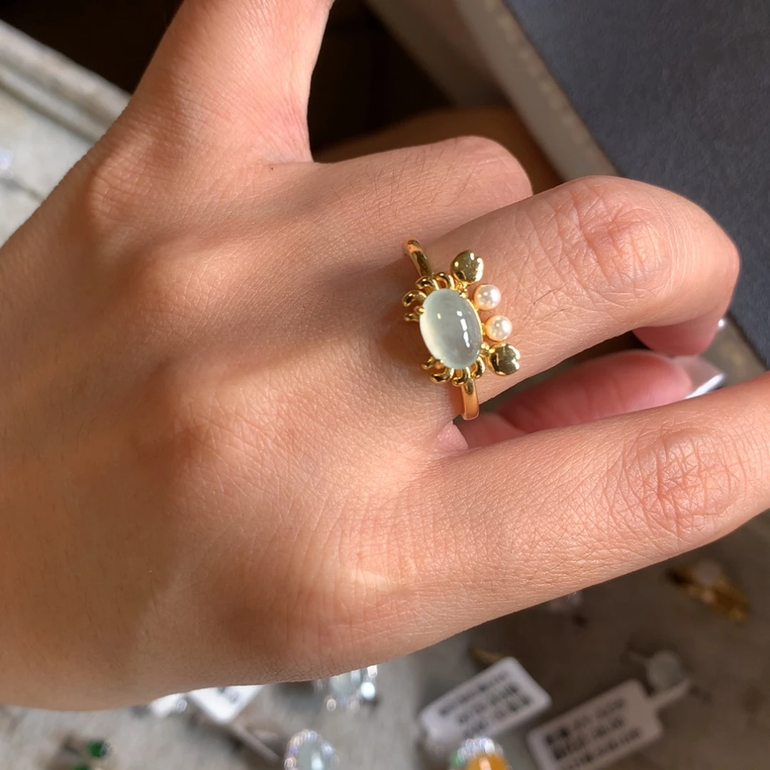 银S925镶嵌戒指翡翠戒指