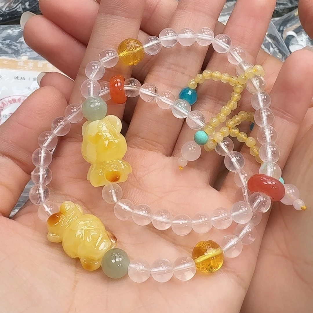 未镶嵌琥珀珠宝奇石小熊