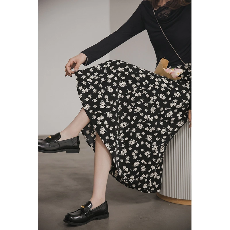 【季末折扣】莫奈碎花裙高腰显瘦A字大摆碎花半身裙女