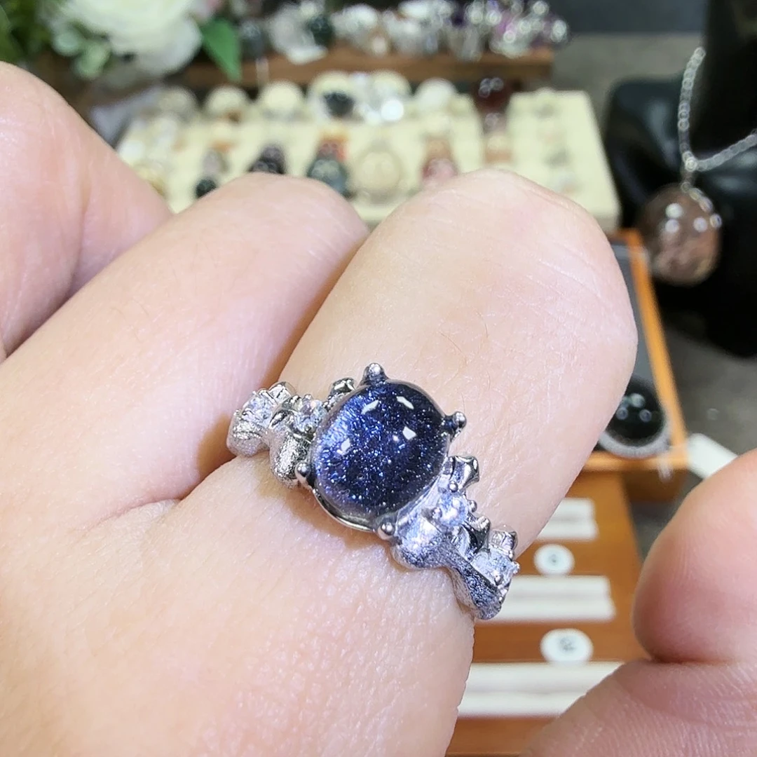 戒指银S925镶嵌水晶