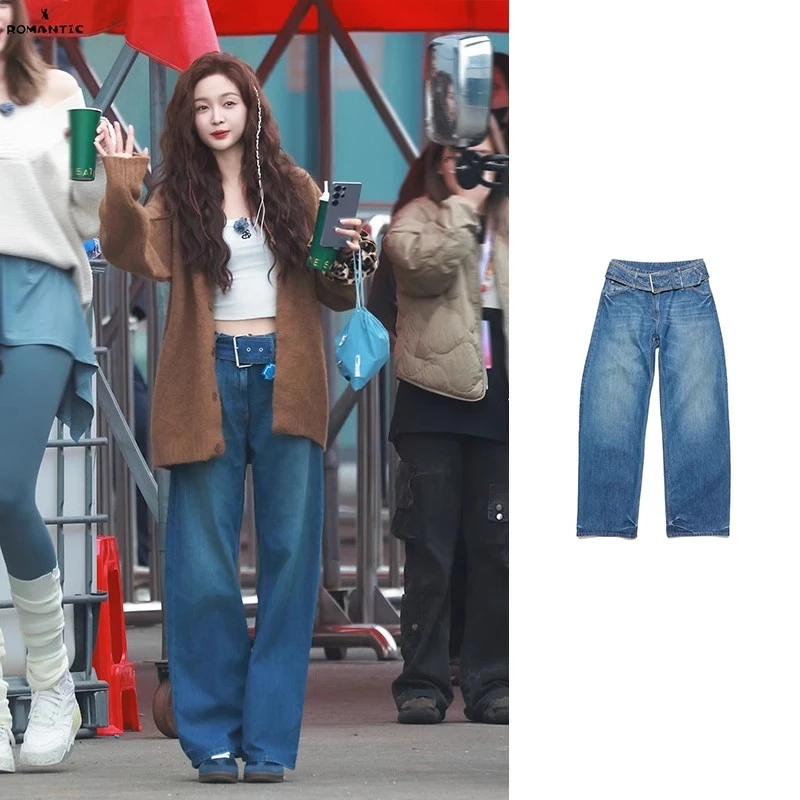 未使用 Acne studio 吴宣仪同款 宽松腰带牛仔裤 AK0880-863