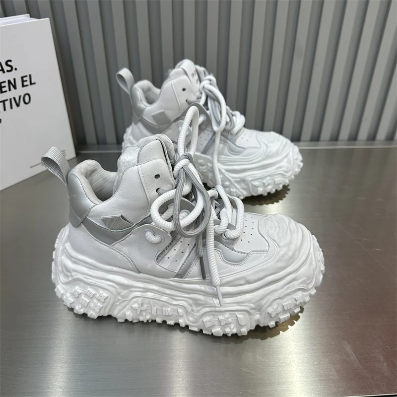 女士休闲复古厚底运动时尚百搭透气高帮系带网面ins韩版秋季潮鞋