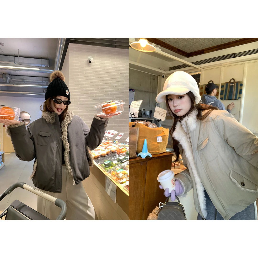 im向 旷野雪境~羊羔毛立领90白鸭绒花苞派克羽绒服