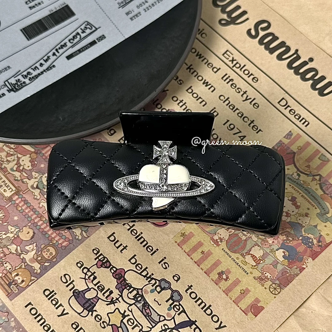 【真心暂停】黑色皮质星球抓夹高级感复古法式优雅气质P220夹子