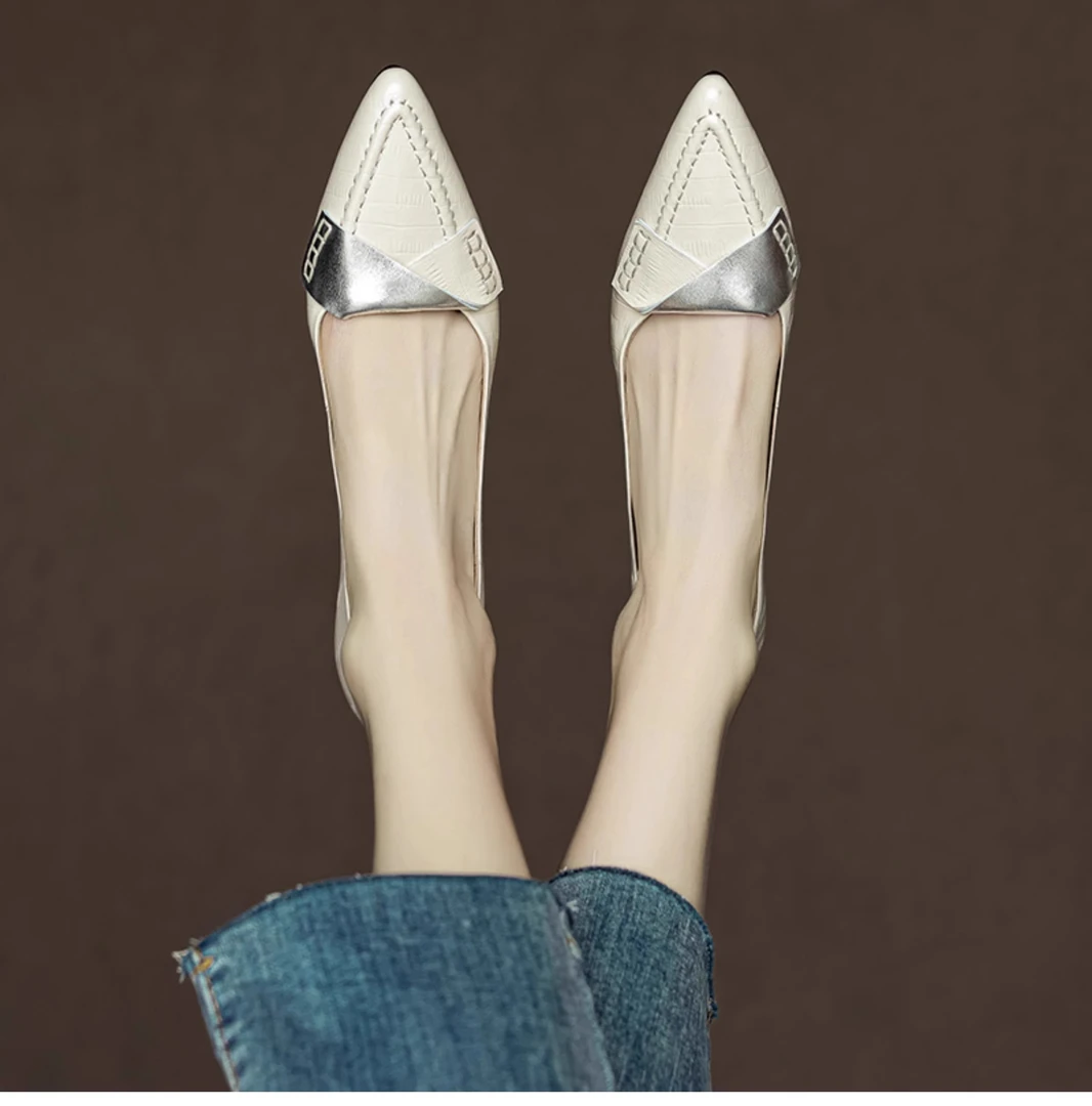 牛皮断码清仓真皮通勤单鞋女2025秋季新款法式尖头百搭细跟高跟鞋