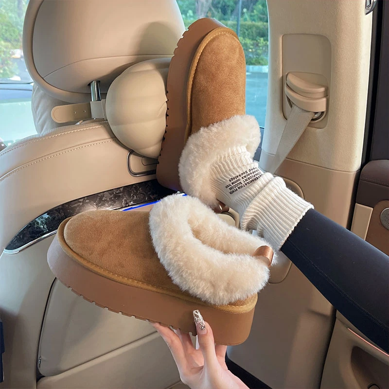 复古增高厚底加绒加厚雪地靴女2025新款冬季保暖东北毛毛勃肯棉鞋