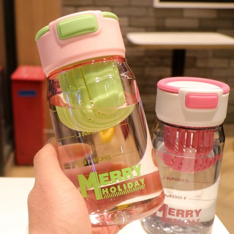 带刻度塑料水杯便携小巧便捷可爱茶水分离随行杯子防摔茶杯随手杯