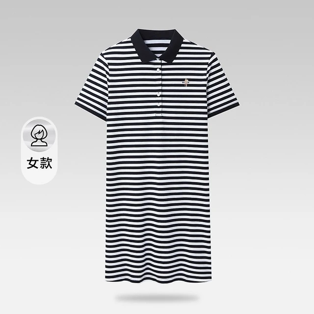 夏季女士短袖条纹POLO裙显瘦中长款连衣裙舒适百搭经典条纹2Y005A