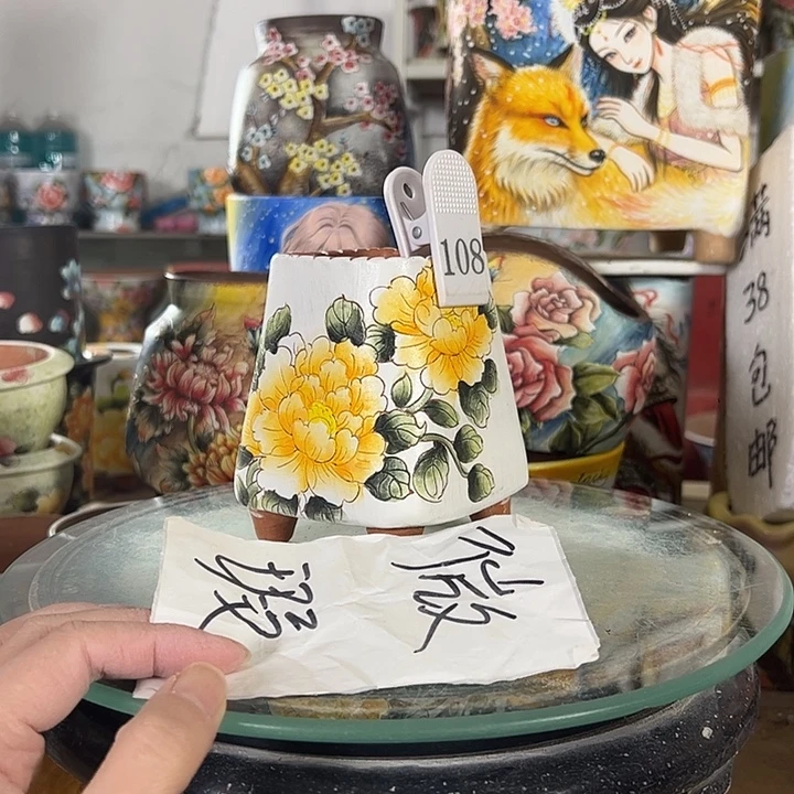 满38包邮景德镇手绘花盆