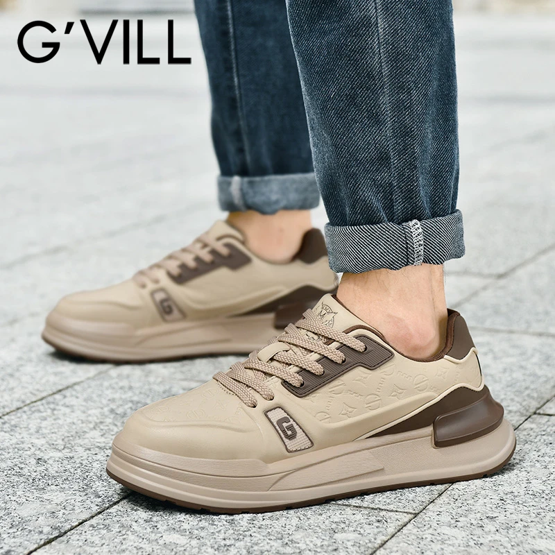 G'VILL/贵之步休闲板鞋男秋季复古百搭鞋子男款软底低帮运动潮鞋