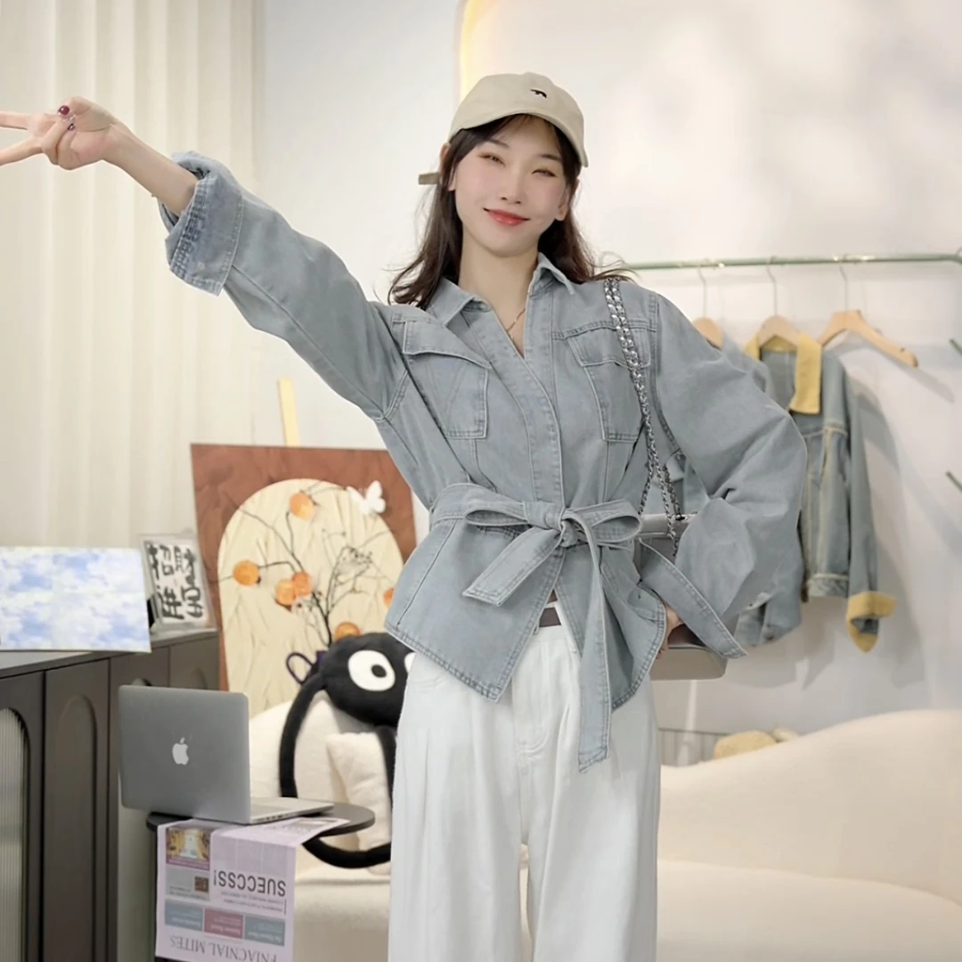 美式复古牛仔外套女春秋2025新款宽松休闲百搭夹克设计感小众上衣