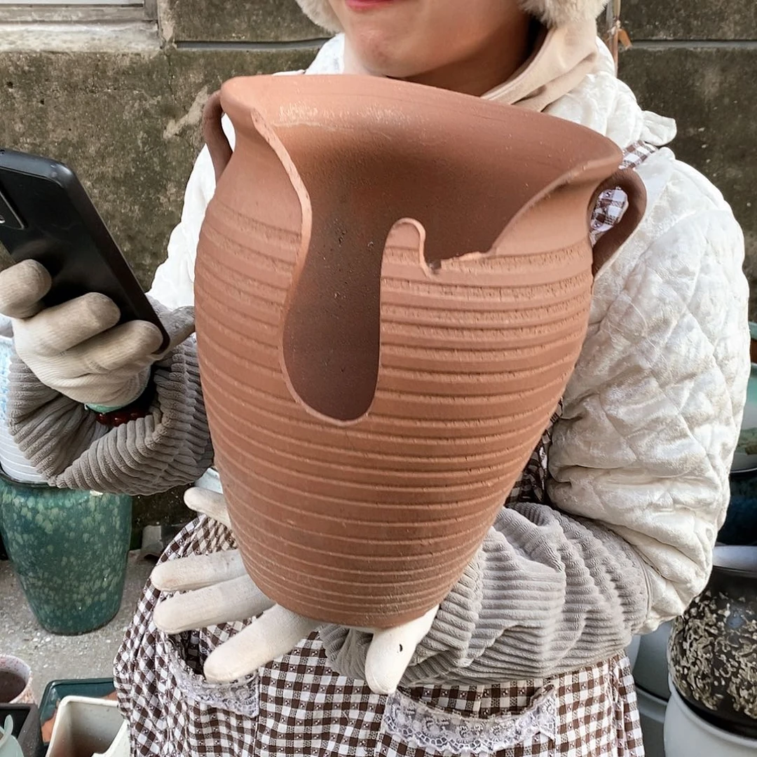 紫砂花盆瑕疵口20高25