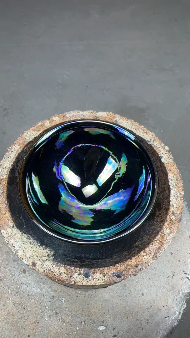 建窑建盏 七彩 玄镜 冰川 手工 茶杯 主人杯