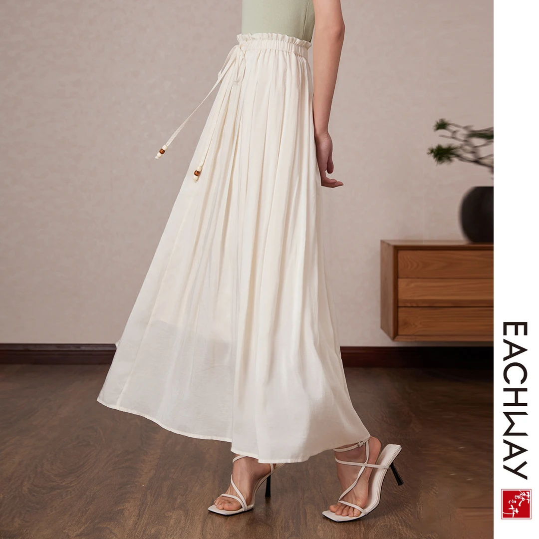 艺之卉通勤松紧高腰半身裙女夏季薄款高级感度假风a字中长裙