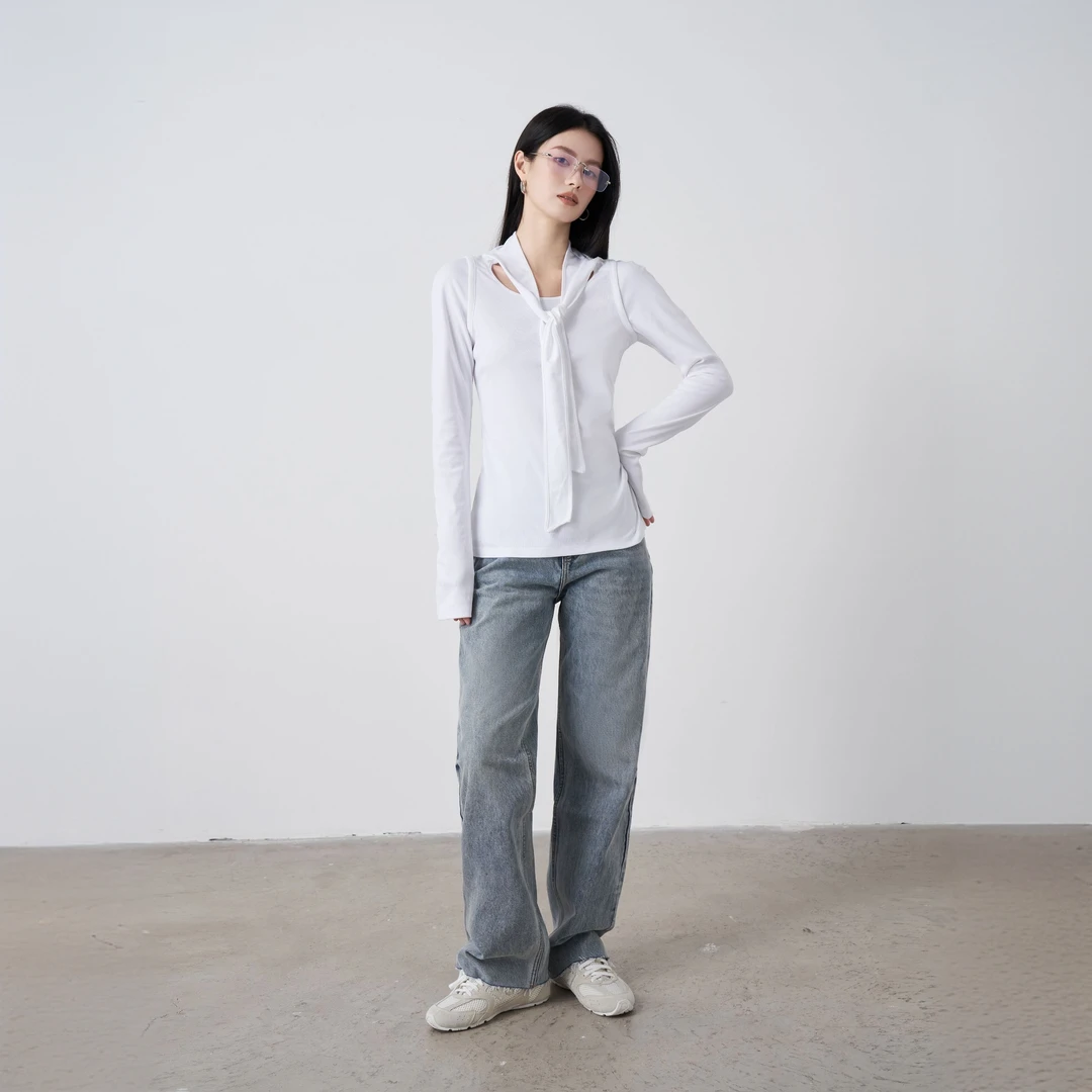 Moprobably李予诺「雅米」极简风气质时尚个性百搭长袖T恤L5147010