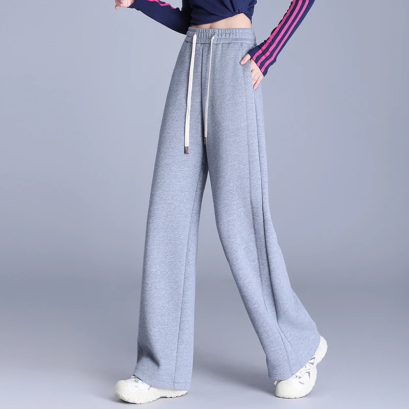 正品休闲阔腿裤女春秋2025新款高腰显瘦运动裤宽松垂感百搭直筒裤