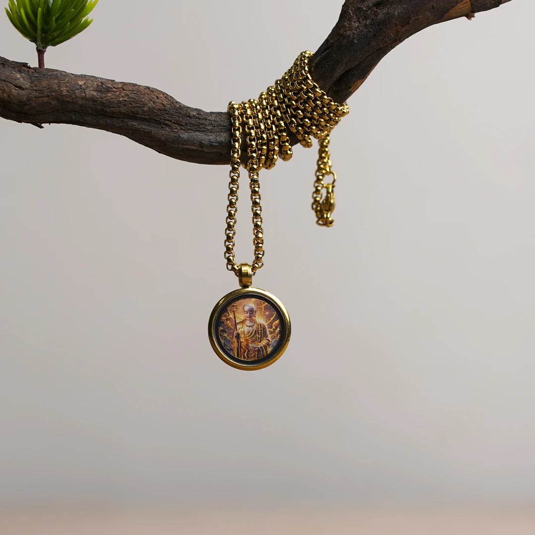 【行者项坤】地藏王小唐卡钛合金材质高端礼物九华山直发