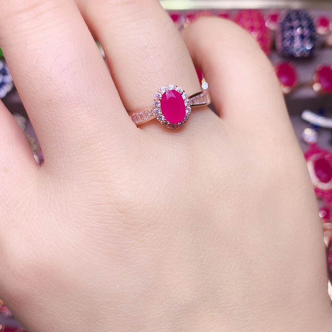 银S925镶嵌戒指红宝石