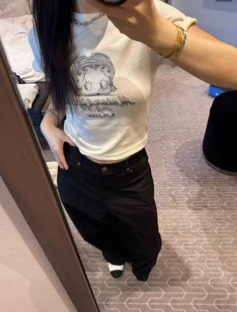 韩国东大门网红欧尼同款卡通贝蒂娃娃修身小版圆领短袖T恤女