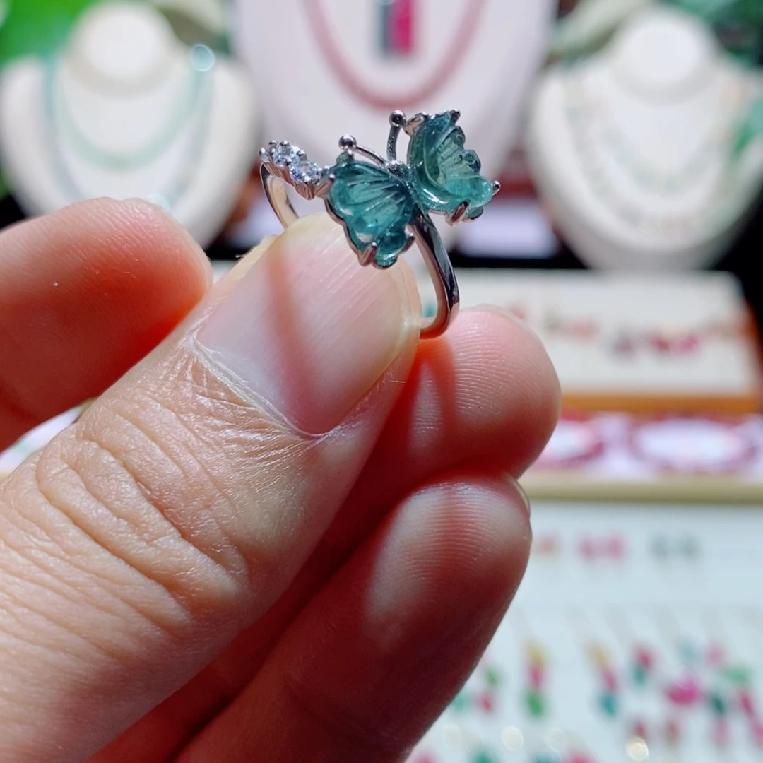 银S925镶嵌碧玺戒指碧玺