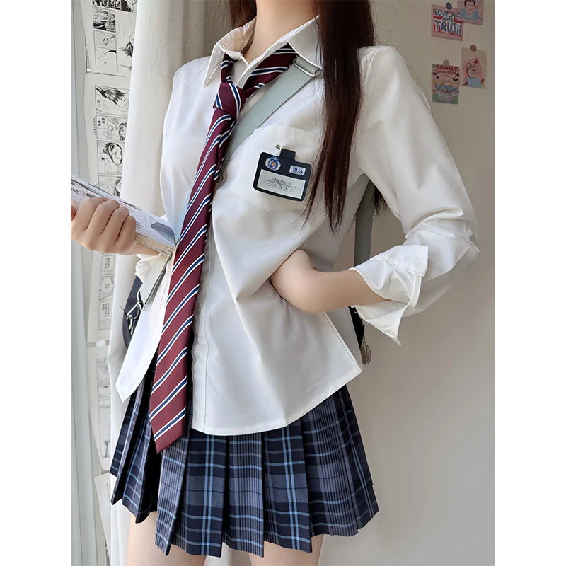 日系白色jk衬衫正版甜美宽松长短袖衬衣tr面料女夏百搭校供学院风