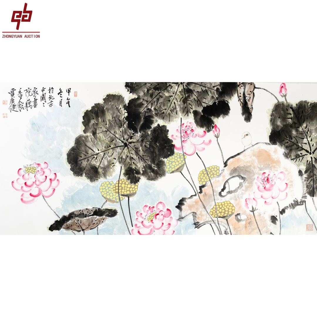 "lot8011 贾广建 花鸟 镜片 136cm*68cm约8.3平尺"