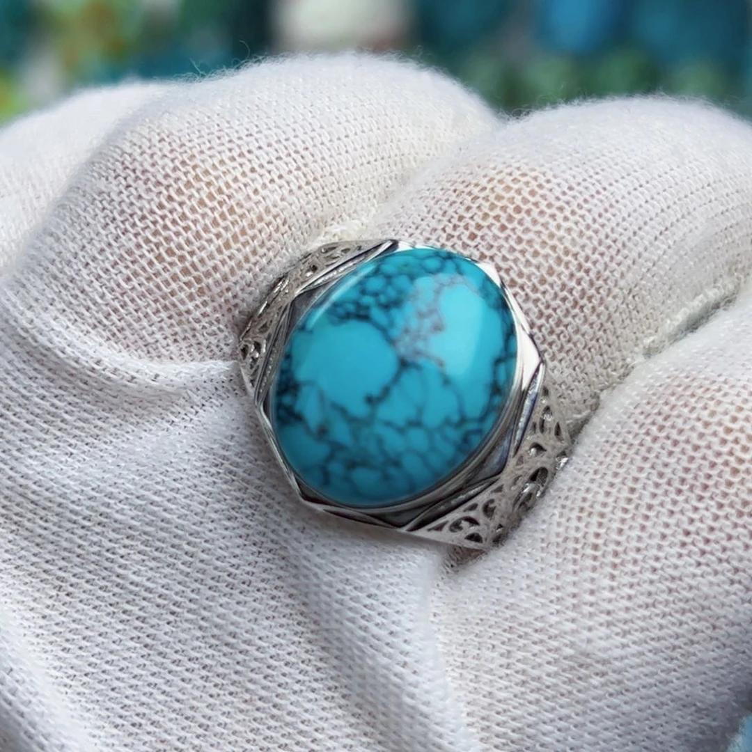 银S925镶嵌绿松石珠宝奇石