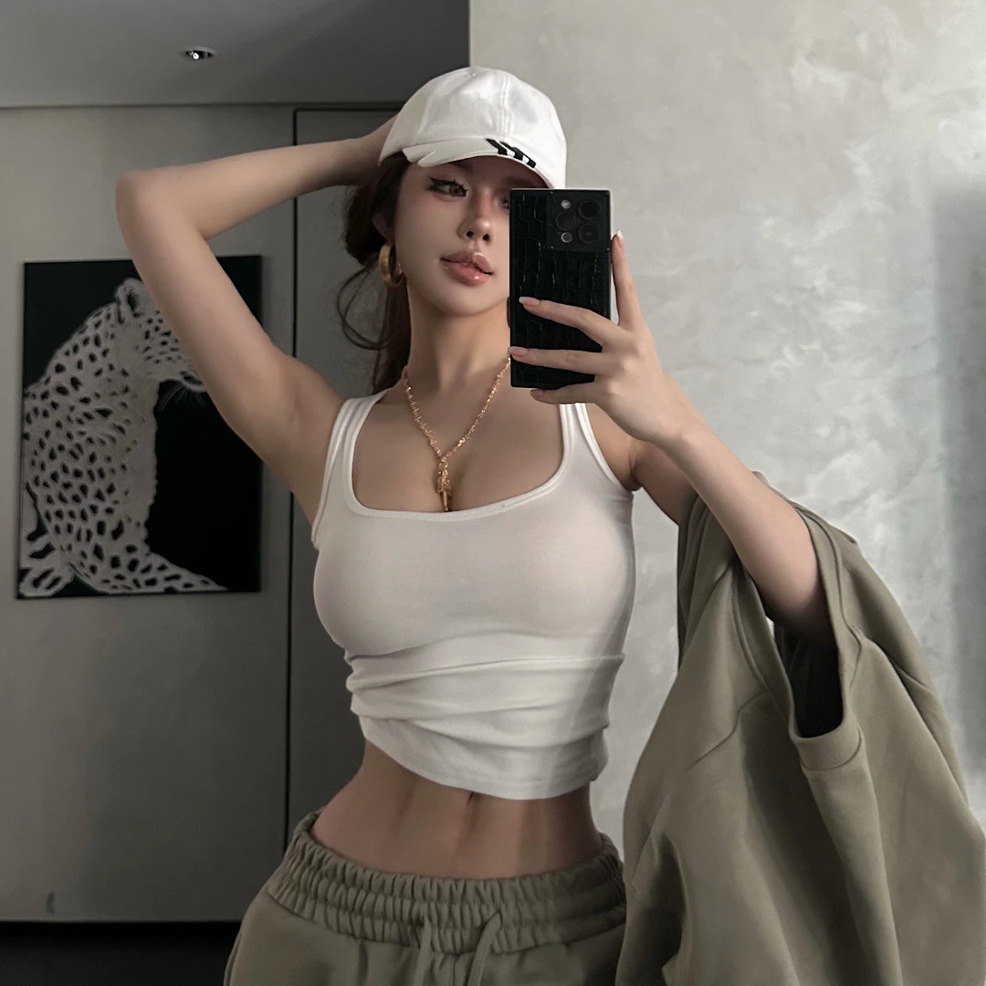 Fornis 【夏日新宠】夏季方圆领纯色棉背心吊带修身遮副乳内搭