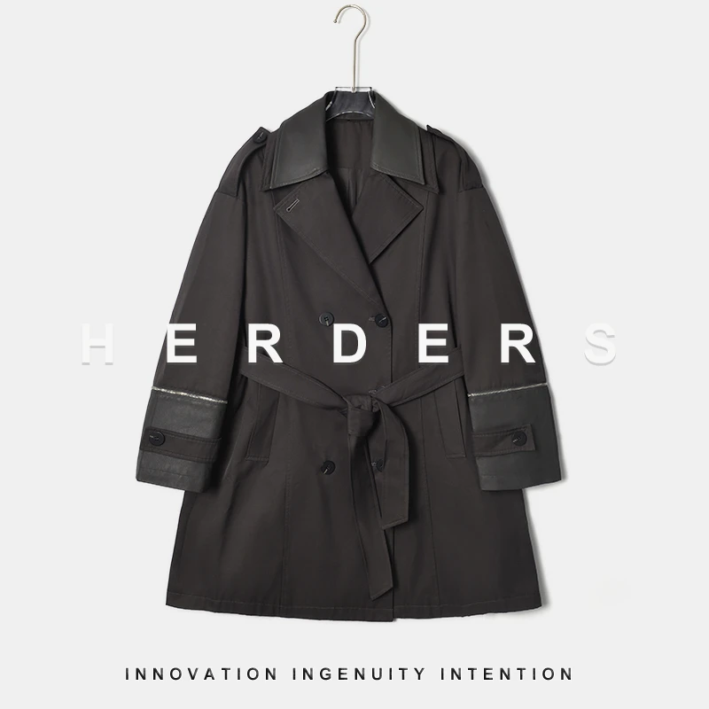 HERDERS 中长款西装领系带款风衣 256087