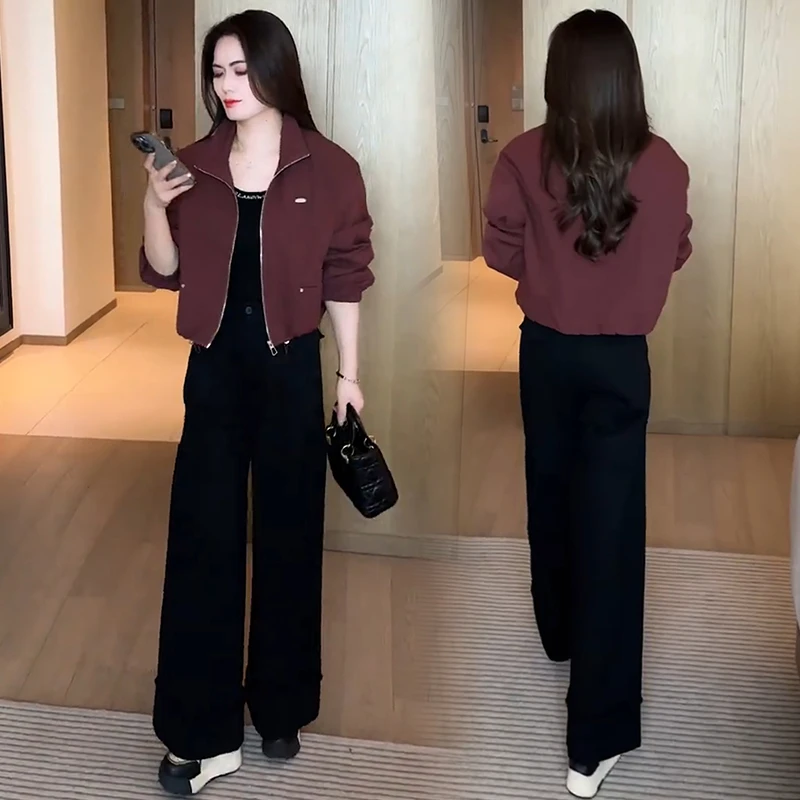 拉夏贝尔时尚短外套女2025春秋季新款休闲显瘦百搭小个子夹克上衣