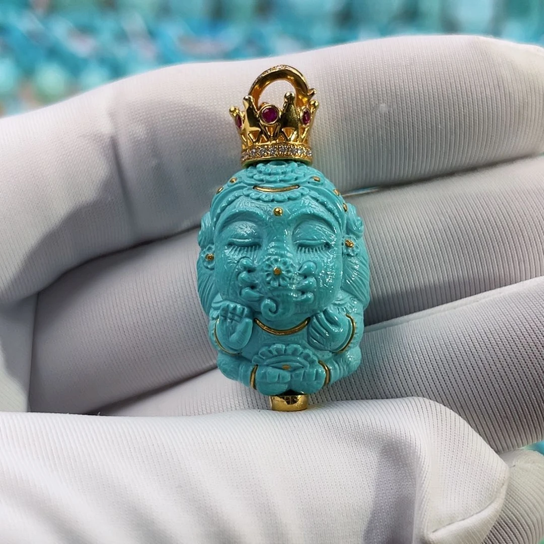 绿松石珠宝奇石18K金镶嵌