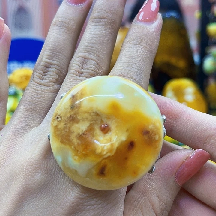 刘***师琥珀颈饰银S925镶嵌戒指