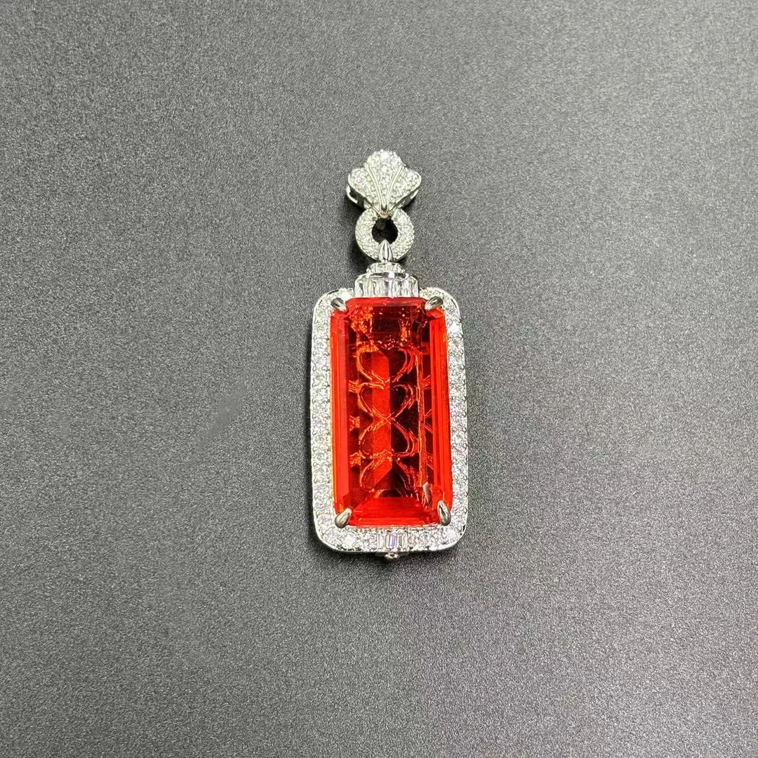 合成（培育） 碧玺【符老板】c1264-豪华设计款精选级方形吊坠-赠链