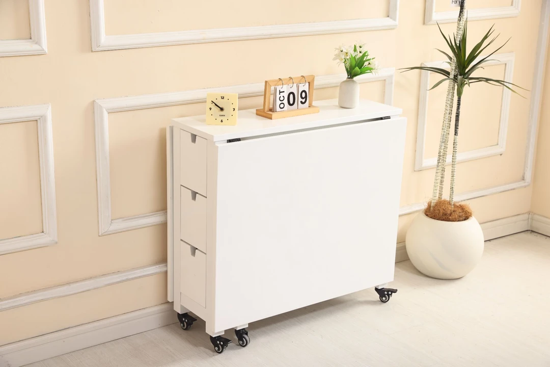 方佳宜家居实木折叠餐桌8人长方形家用伸缩小户型移动多功能餐桌