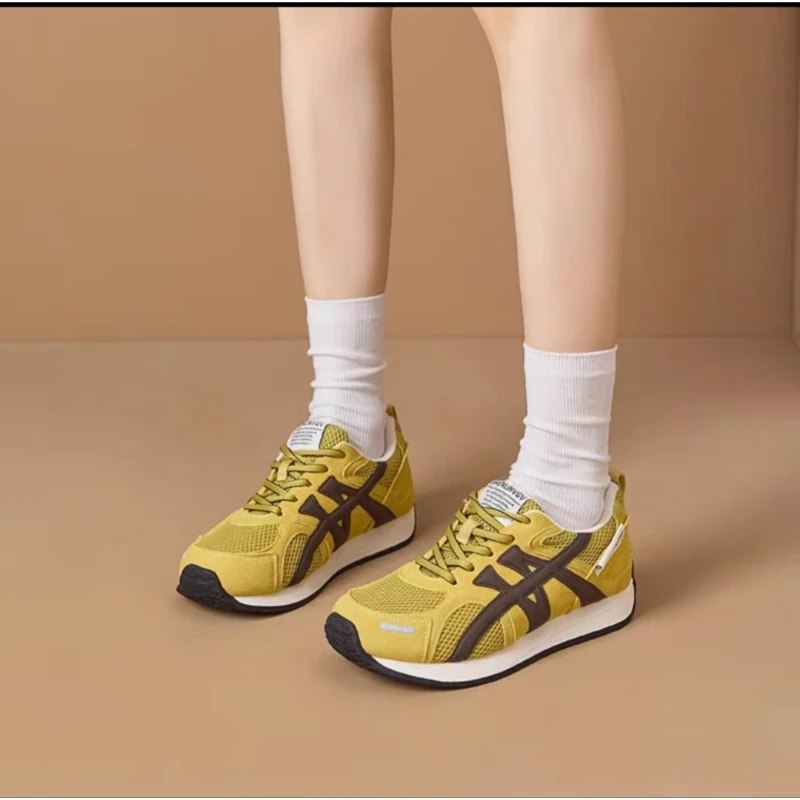 Y918新款系带圆头双网港风舒适百搭阿甘鞋