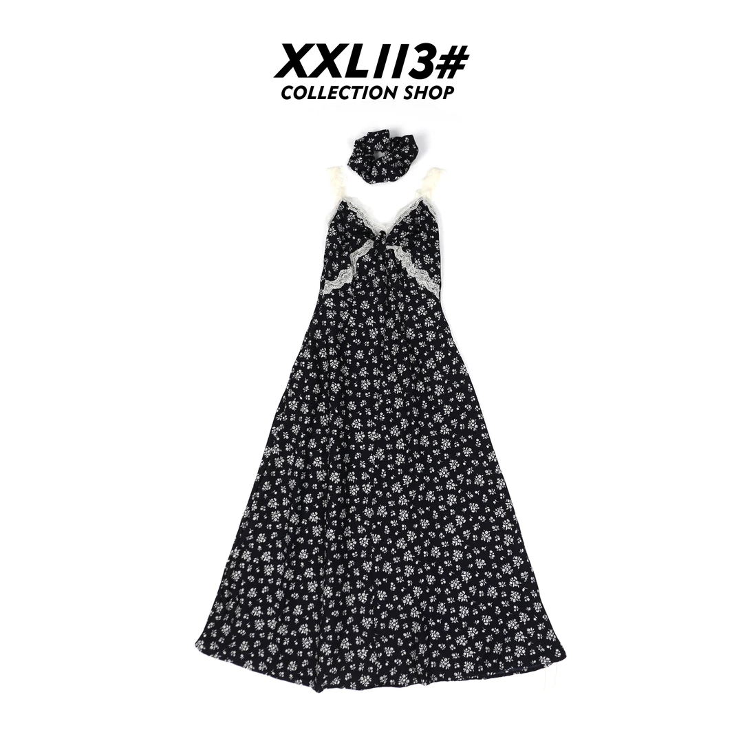 113* CENTRALIZED SHOP拼接吊带吊带裙V字领碎花连衣裙X5F15E6179