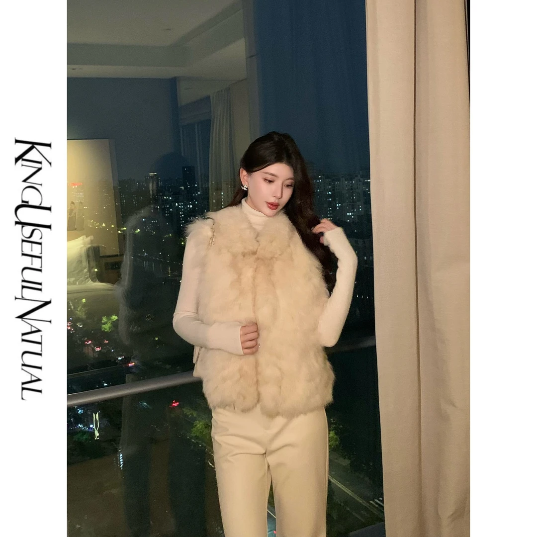 KUN【小白狐】高奢气质 甄选狐狸毛皮saga级奢华秋冬米白色皮草马甲