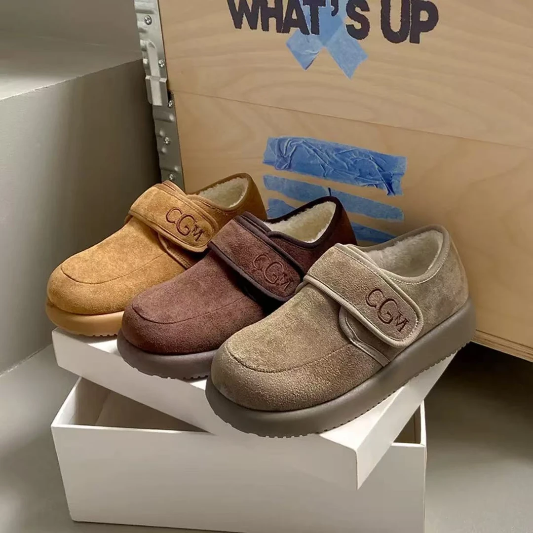 D勃肯鞋冬季加绒一脚蹬女鞋子2025冬季鞋子魔术贴保暖777