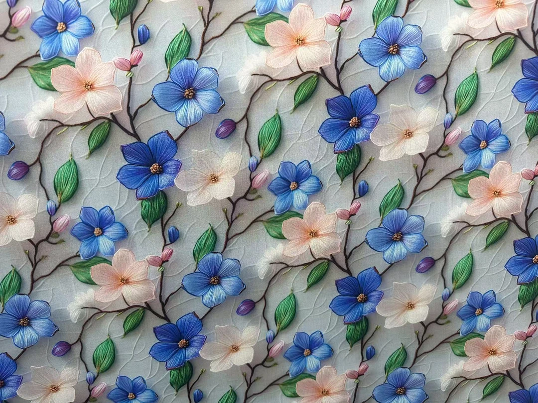 花枝招展 5D浮雕百棉棉绸  传统连衣裙旗袍套装被套家居服面料