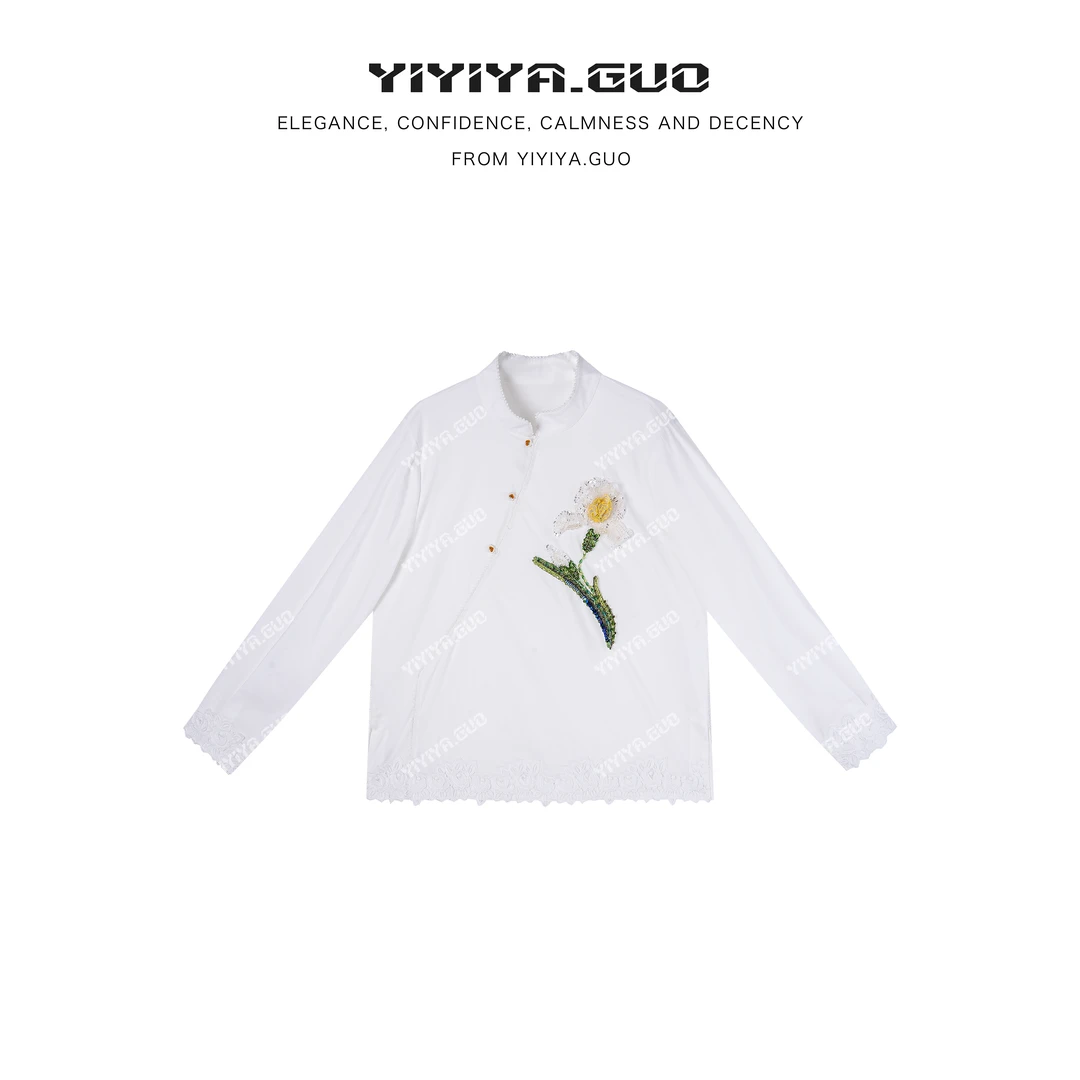 yiyiya.Guo艺艺吖【法绣·向日葵】新中式中国风斜襟上衣090243SS52