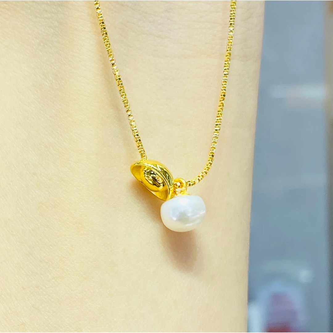 【旺旺金选】 AU999 金元宝淡水珍珠配件（赠合金链）