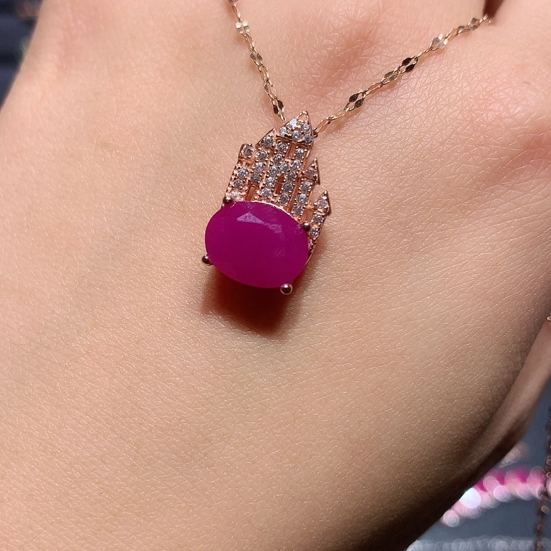 吊坠(赠链)银S925镶嵌红宝石