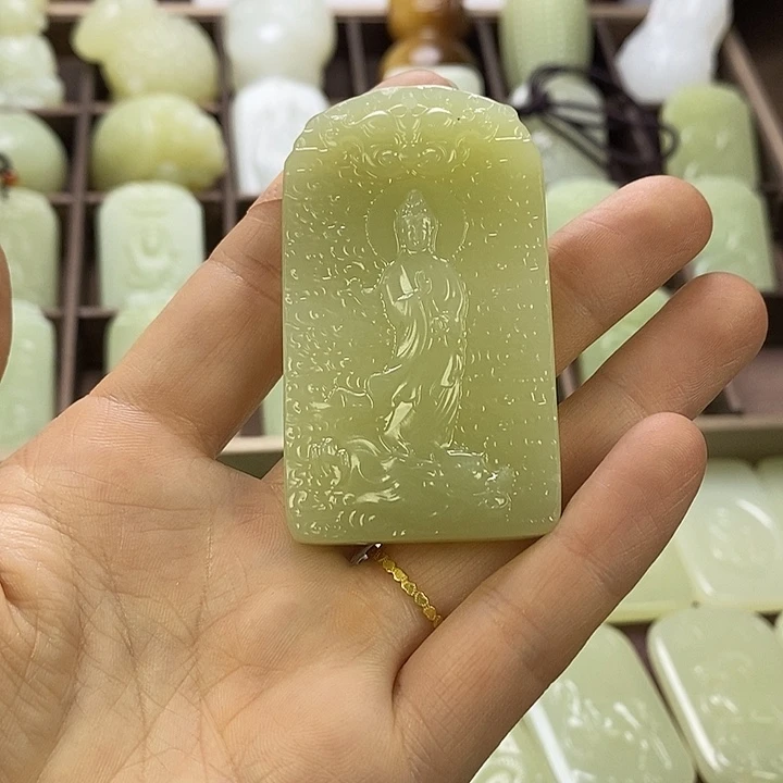 昆仑石双面观音牌