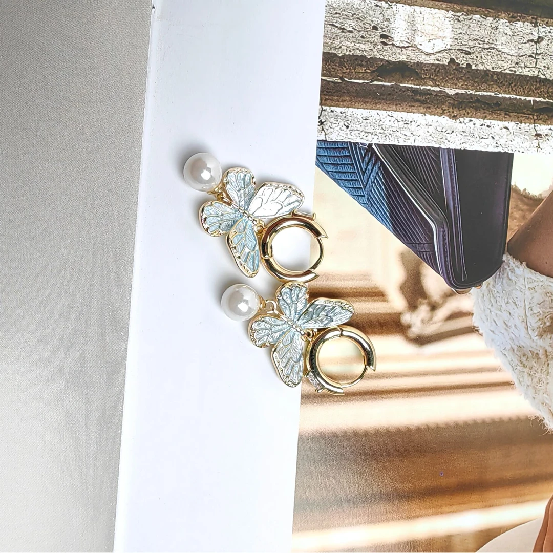 铜合金珐琅耳饰 246 新中式耳饰蝴蝶时尚轻奢