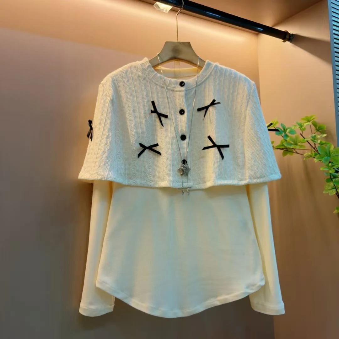 新款复古蝴蝶披肩针织时尚百搭高级感慵懒两件套（衣长66左右）